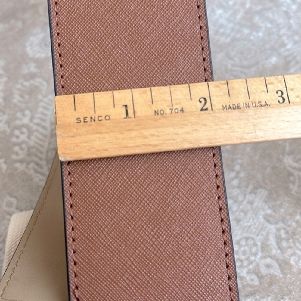 Brand New Michael Kors Genuine Leather Wide Strap Belt Elastic Stretch Cognac - Picture 14 of 15